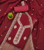 Floral Embroidered Silk Georgette Unstitched Dress Material