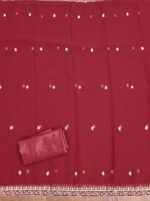 Floral Embroidered Silk Georgette Unstitched Dress Material 5