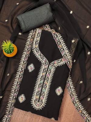 Embroidered Silk Georgette Unstitched Dress Material 2