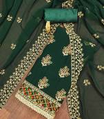 Ethnic Motifs Embroidered Silk Georgette Unstitched Dress Material