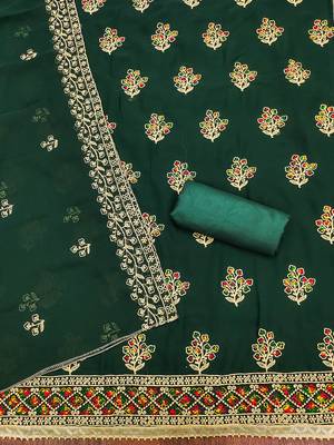 Ethnic Motifs Embroidered Silk Georgette Unstitched Dress Material 3
