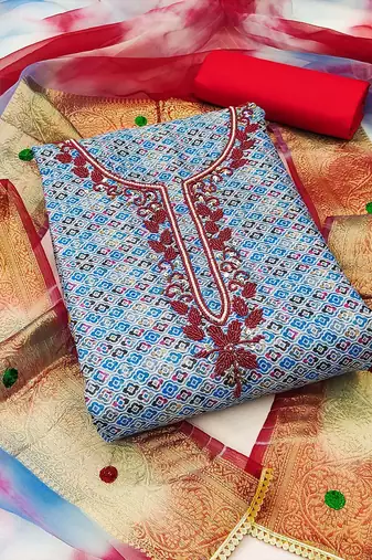 Embroidered Pure Cotton Unstitched Dress Material