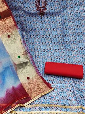 Embroidered Pure Cotton Unstitched Dress Material 3