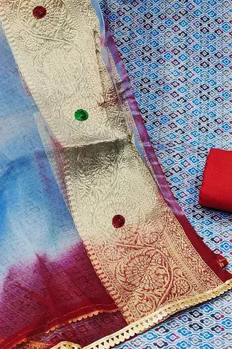 Embroidered Pure Cotton Unstitched Dress Material