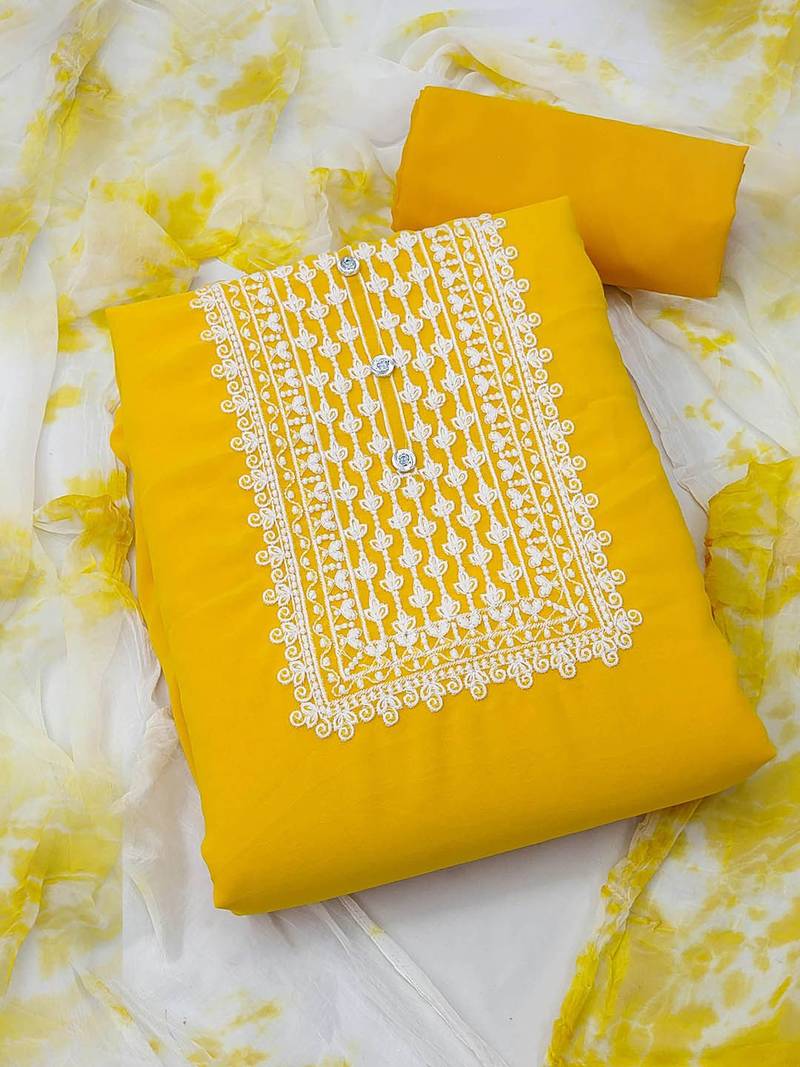Embroidered Silk Georgette Unstitched Dress Material