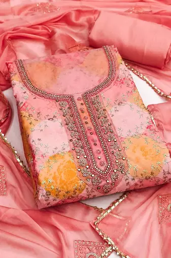 Embroidered Semi-Stitched Dress Material