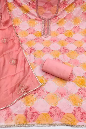 Embroidered Semi-Stitched Dress Material