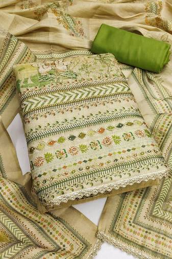 Embellished Semi-Stitched Dress Material