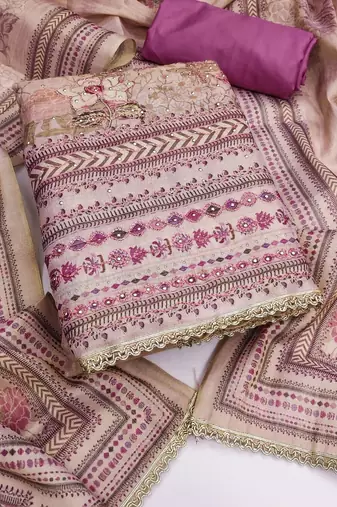 Embellished Semi-Stitched Dress Material