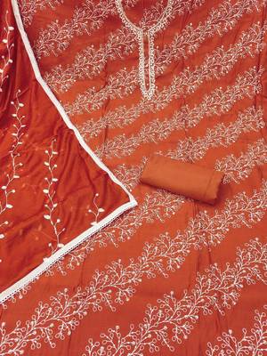 Embroidered Pure Cotton Semi-Stitched Dress Material 2