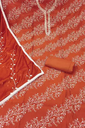 Embroidered Pure Cotton Semi-Stitched Dress Material