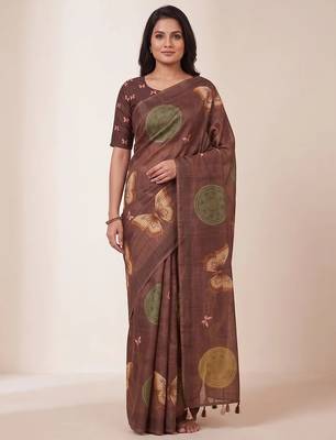 coffee erod soft with fancy digital print with tissue saree 1