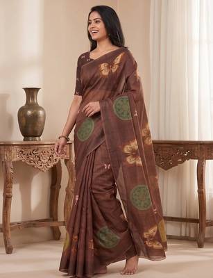 coffee erod soft with fancy digital print with tissue saree 4