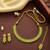 Glimmery square shape rajwada look green ad gold plated choker necklace set with maang tikka for women and girls