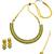 Glimmery square shape rajwada look green ad gold plated choker necklace set with maang tikka for women and girls