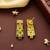 Glimmery square shape rajwada look green ad gold plated choker necklace set with maang tikka for women and girls