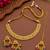 Delightful square shape and flower design colorful stone gold plated choker jewellery set for women and girls