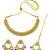 Delightful square shape and flower design colorful stone gold plated choker jewellery set for women and girls