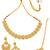 Fascinating flower and oval shape gold plated choker necklace set with maang tikka for women and girls