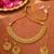 Fashionable flower and oval shape purple stone gold plated choker necklace set with maang tikka for women and girls