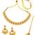 Fashionable flower and oval shape purple stone gold plated choker necklace set with maang tikka for women and girls