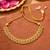 Fashionable flower and oval shape purple stone gold plated choker necklace set with maang tikka for women and girls