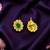 Glorious flower and circle design green stone gold plated choker necklace set with maang tikka for women and girls