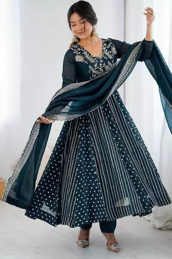 Anarkali gown set wedding wear gown floral suit set