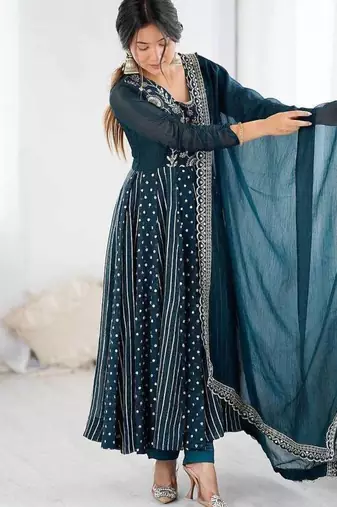 Anarkali gown set wedding wear gown floral suit set