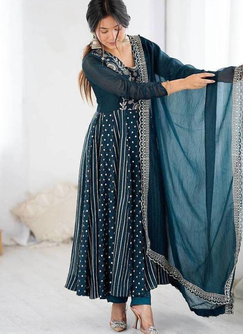 Anarkali gown set wedding wear gown floral suit set
