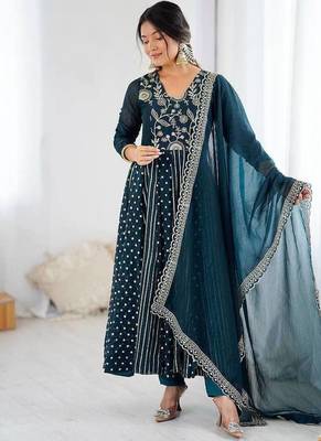 Anarkali gown set wedding wear gown floral suit set 5