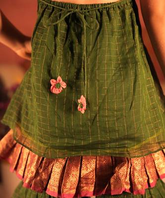 Green cotton silk top and sharara set 5