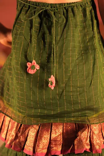 Green cotton silk top and sharara set