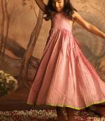 Pink and light blue cotton silk dress