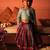 Blue cotton silk blouse and multicolor lehenga set