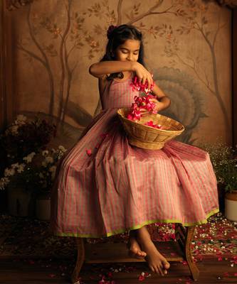 Pink and light blue cotton silk dress 3