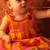 Yellow and pink cotton silk tiered dress
