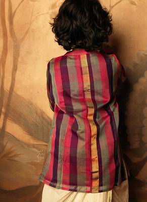 Purple and multicolor cotton silk side button kurta 5