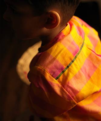 Yellow and pink cotton silk jodhpuri kurta 4