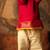 Pink and red cotton silk kurta