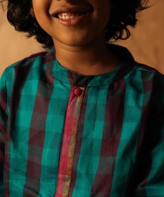Blue and purple cotton silk jodhpuri kurta 2