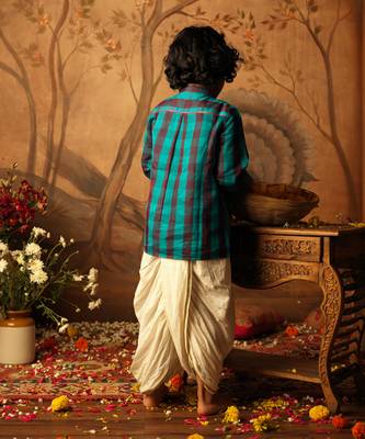 Blue and purple cotton silk jodhpuri kurta 5