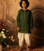 Green cotton silk textured kurta