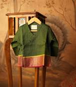 Green cotton silk angrakha kurta