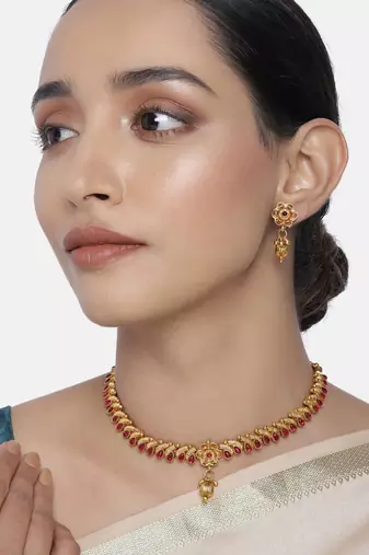 Indian bollywood traditional necklace earrings jewelry set wear red