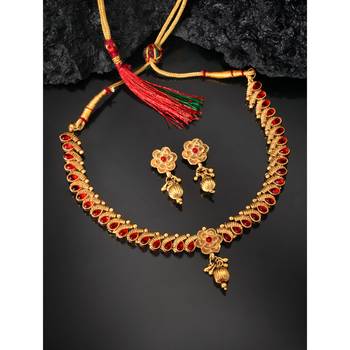 Indian bollywood traditional necklace earrings jewelry set wear red 2