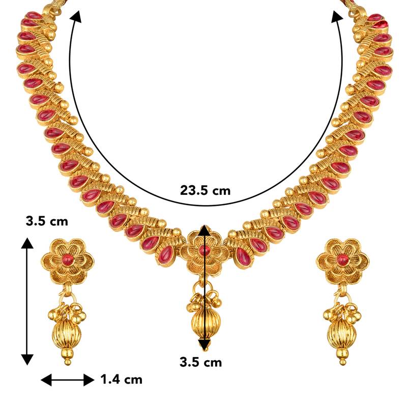 Indian bollywood traditional necklace earrings jewelry set wear red