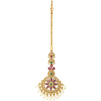 Drop pearl design headpiece maan tikka encrusted with wedding party indian traditional jewelry gift for women 1