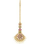 Drop pearl design headpiece maan tikka encrusted with wedding party indian traditional jewelry gift for women