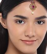 Latest fashion jewellery 18k matte gold finish copper maangtikka jewellery gift for women